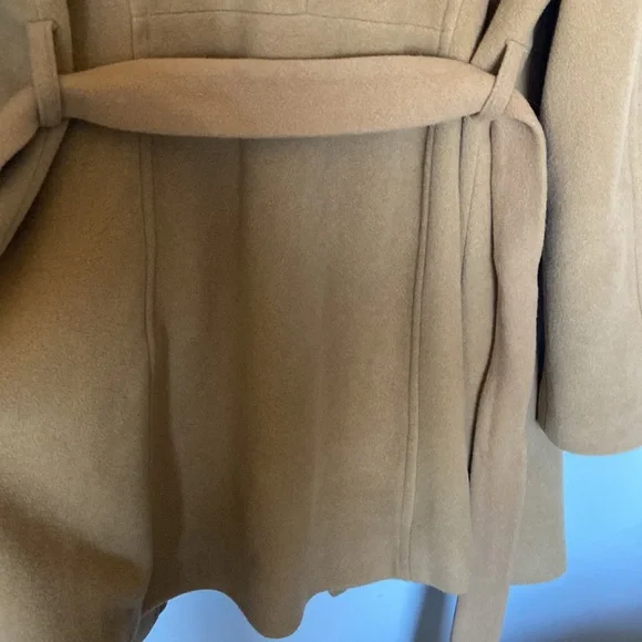 Michael Kors Camel Belted Wrap Coat Wool Cashmere Blend SzL Classic Spring Layer - Picture 13 of 17